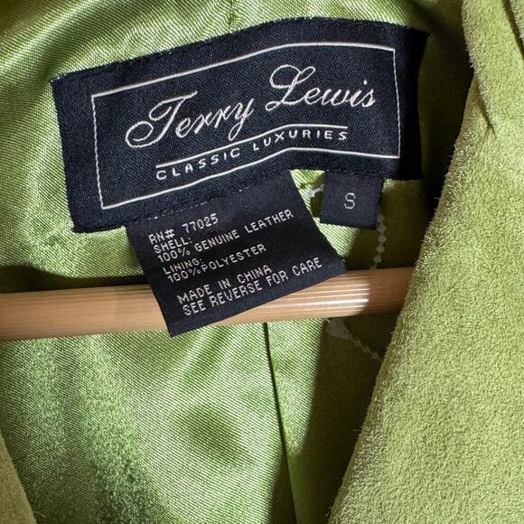 VTG Green women’s Leather Blazer Green Small Twee Cottage Scalloped Sleeve - Picture 2 of 8